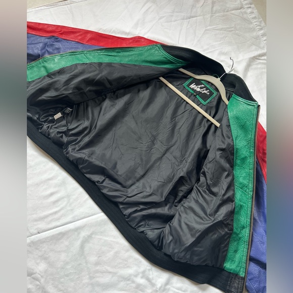WINLIT Leather Multicolor Jacket RARE VTG 70s 80s Sz LG - Picture 5 of 8